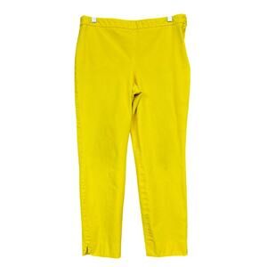 Talbots Womens Pants Yellow Mid Rise Side Zip Channing Ankle Slit Hem Stretch 10